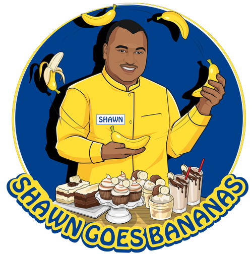 shawn goes bananas logo showing shawn juggling bananas in a circle.